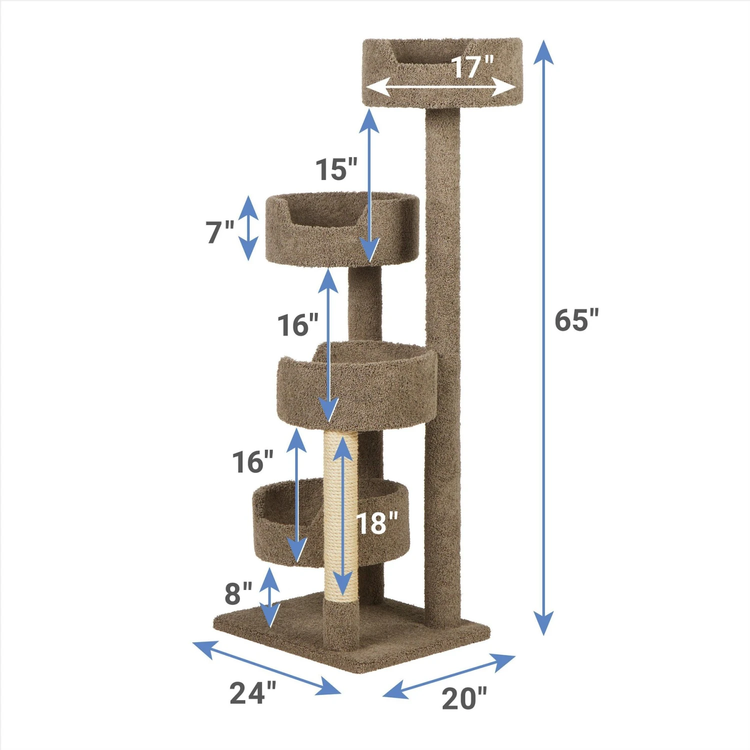 Frisco 65-in Real Carpet Wooden Cat Tree 4 Frisco 65-in Real Carpet Wooden Cat Tree - Image 2