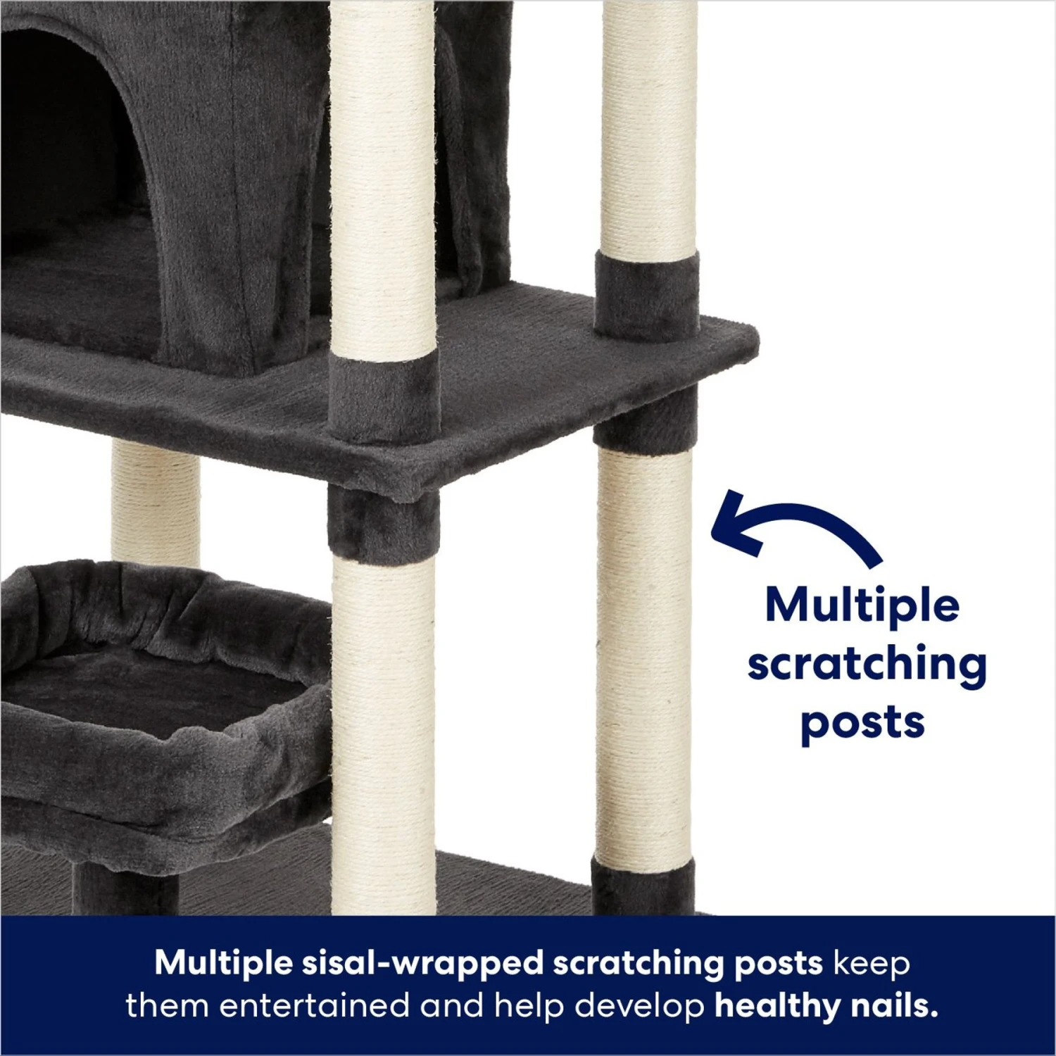 Frisco 66-in Cat Tree With Bed, Condo, Lounge Basket & Top Perch 7 Frisco 66-in Cat Tree With Bed, Condo, Lounge Basket & Top Perch - Image 5