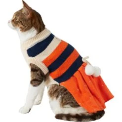 Frisco Pom Pom Bow Striped Dog & Cat Sweater Dress 11 Frisco Pom Pom Bow Striped Dog & Cat Sweater Dress -Pet Cat Store 223722 PT2. AC SS1800 V1608820386
