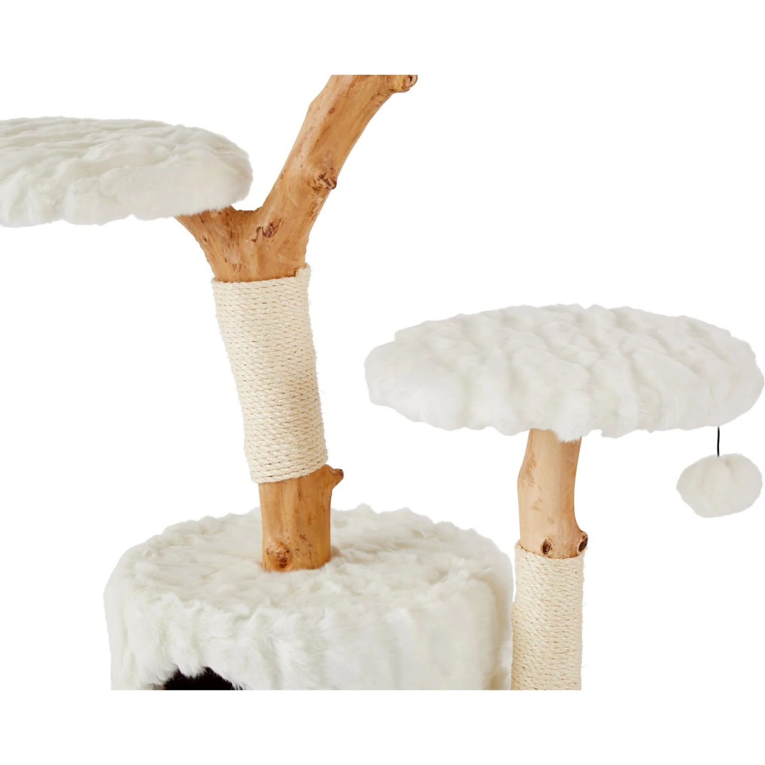 Frisco Natural Wood Modern Cat Tree With Toy, Ivory, Large 7 Frisco Natural Wood Modern Cat Tree With Toy, Ivory, Large - Image 5