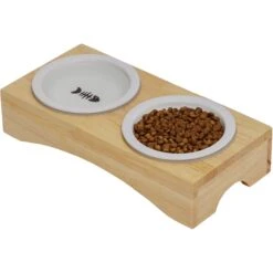 Frisco Double Elevated Cat Bowl With Wood Stand -Pet Cat Store 256082 PT3. AC SS1800 V1615312021