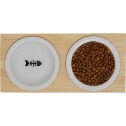 Frisco Double Elevated Cat Bowl With Wood Stand -Pet Cat Store 256082 PT5. AC SS1800 V1615313218