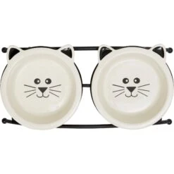 Frisco Cat Face Non-skid Elevated Double Ceramic Cat Bowl -Pet Cat Store 256113 PT4. AC SS1800 V1615312897