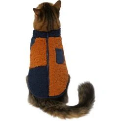 Frisco Lightweight Colorblock Dog & Cat Zippered Sherpa Fleece Vest, Blue/Brown -Pet Cat Store 268191 PT2. AC SS1800 V1628797710