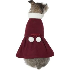 Frisco Mediumweight Pom Pom Bow Dog & Cat Peacoat Dress, Red -Pet Cat Store 268200 PT2. AC SS1800 V1628797391