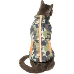 Frisco Mediumweight Camo Print Insulated Dog & Cat Zippered Coat, Green -Pet Cat Store 268295 PT2. AC SS1800 V1628741254