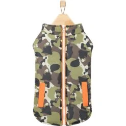 Frisco Mediumweight Camo Print Insulated Dog & Cat Zippered Coat, Green -Pet Cat Store 268295 PT4. AC SS1800 V1628824318