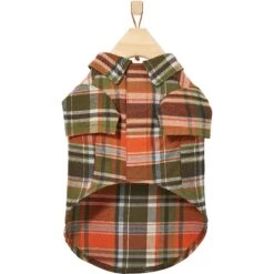 Frisco Orange & Olive Plaid Dog & Cat Flannel Shirt -Pet Cat Store 268612 PT4. AC SS1800 V1637646113
