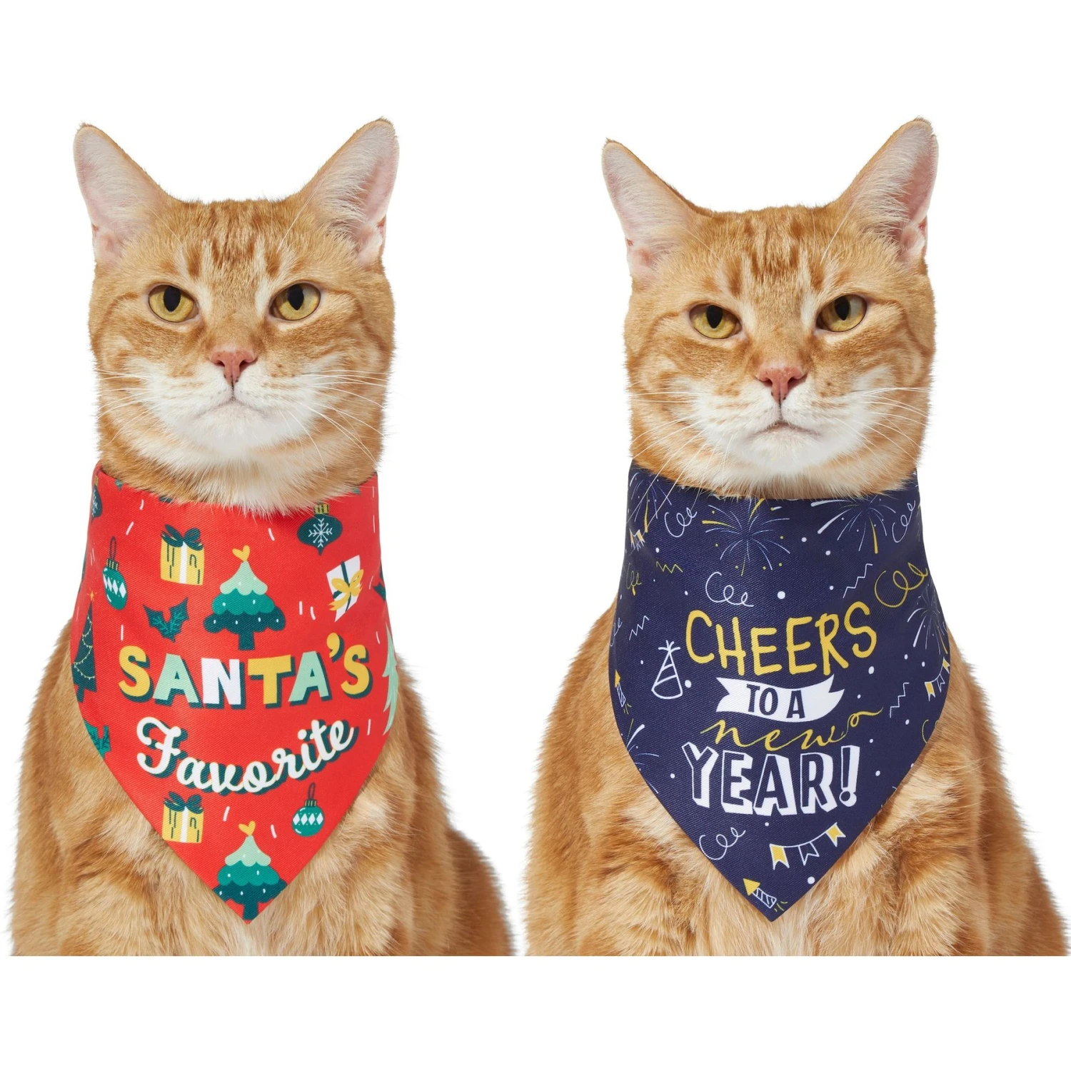 Frisco Santa's Favorite & Cheers To The New Year Dog & Cat Reversible Bandana 3 Frisco Santa's Favorite & Cheers To The New Year Dog & Cat Reversible Bandana