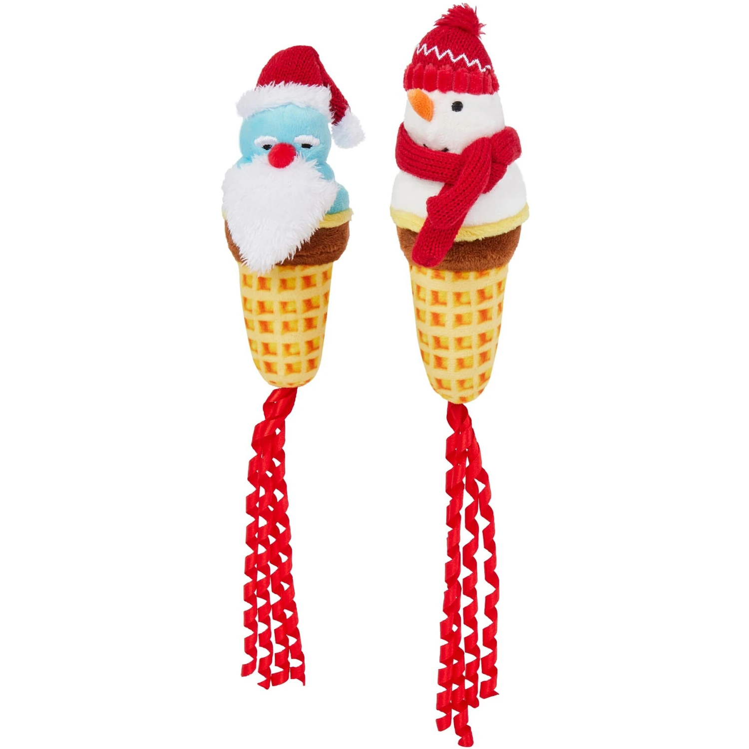 Frisco Holiday Santa & Snowman Ice Cream Cones Plush Cat Toy With Catnip, 2 Count 3 Frisco Holiday Santa & Snowman Ice Cream Cones Plush Cat Toy With Catnip, 2 Count