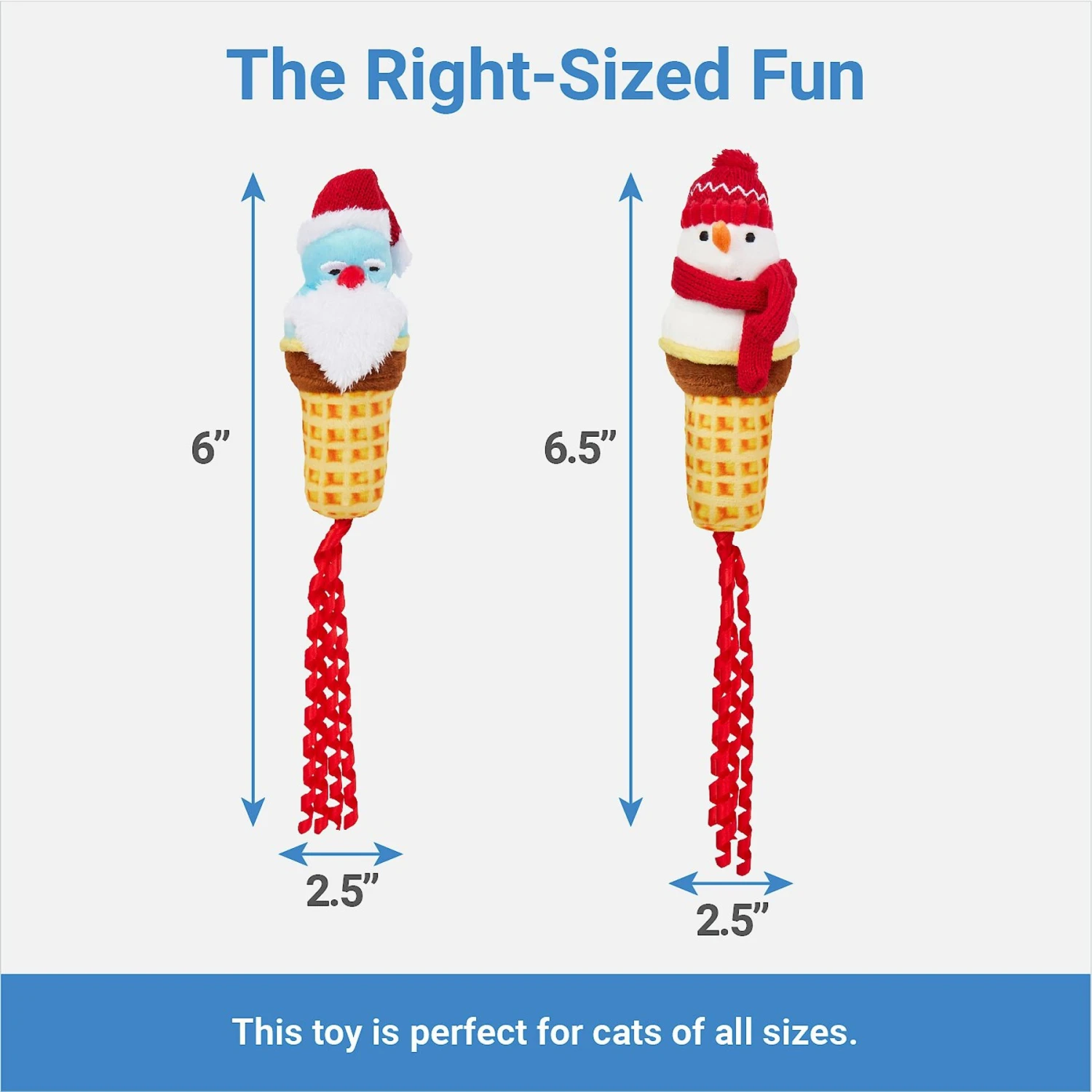 Frisco Holiday Santa & Snowman Ice Cream Cones Plush Cat Toy With Catnip, 2 Count 4 Frisco Holiday Santa & Snowman Ice Cream Cones Plush Cat Toy With Catnip, 2 Count - Image 2