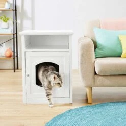 Frisco Decorative Side Table Cat Litter Box Cover & Frisco Open Top Cat Litter Box With Rim, Large -Pet Cat Store 297992 PT4. AC SS1800 V1621306337