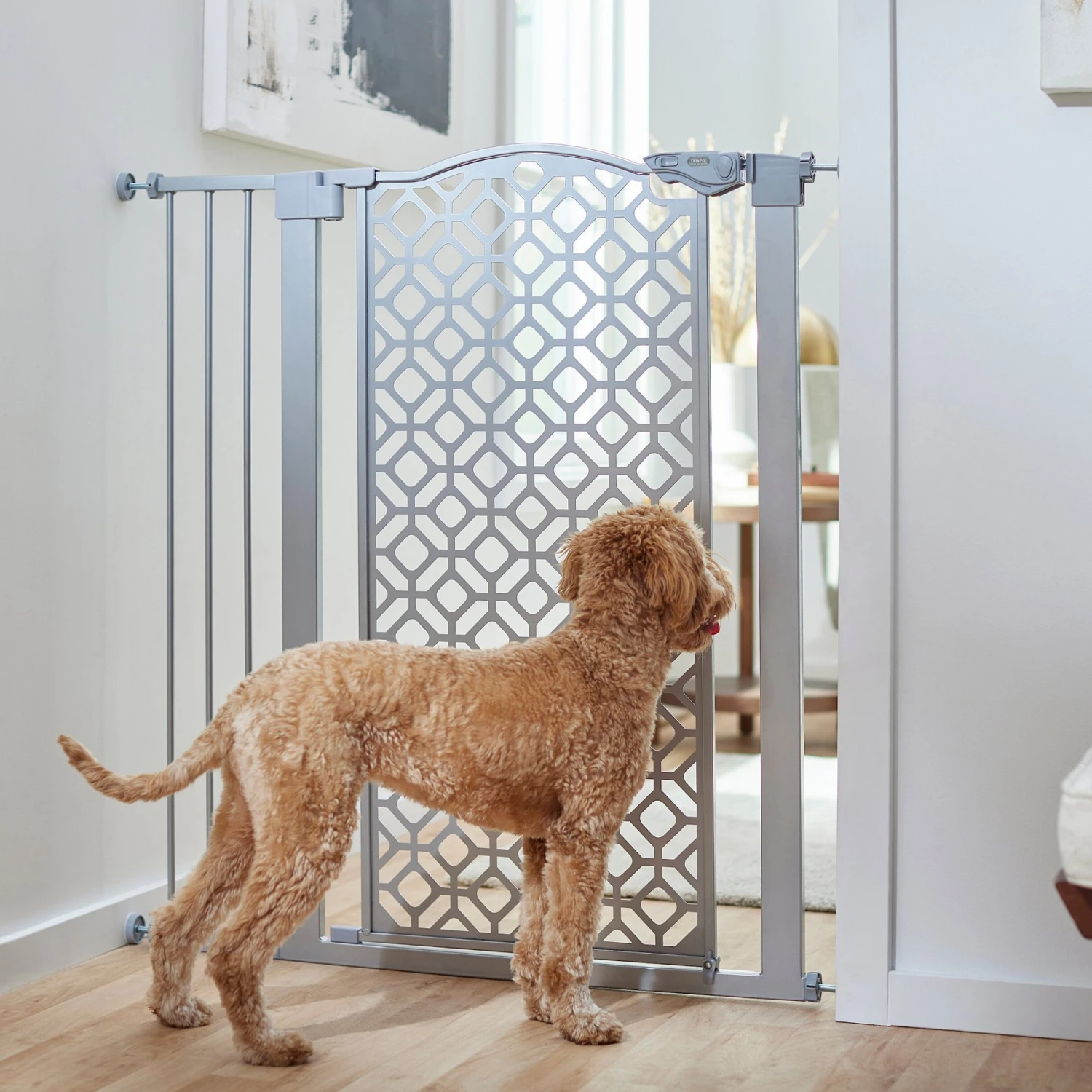 Frisco Metal Geometric Pattern Extra Tall Auto-close Dog Gate 3 Frisco Metal Geometric Pattern Extra Tall Auto-close Dog Gate
