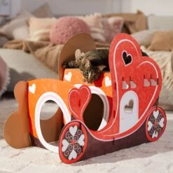 Frisco Valentine Love Carriage Cardboard Cat House, 2-Story -Pet Cat Store 301565 PT4. AC SS1800 V1701364873