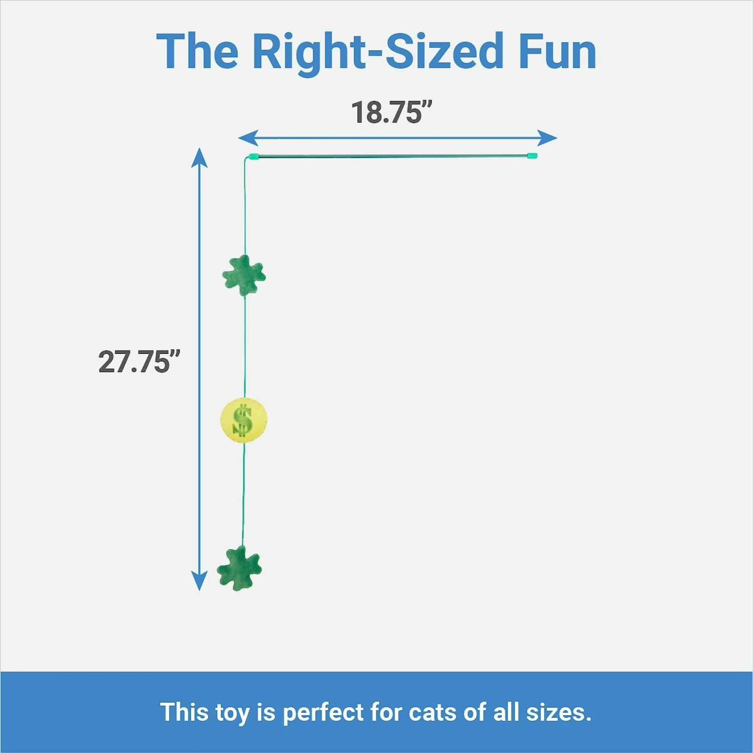 Frisco St. Patrick's Shamrock Teaser Wand Cat Toy With Catnip 4 Frisco St. Patrick's Shamrock Teaser Wand Cat Toy With Catnip - Image 2