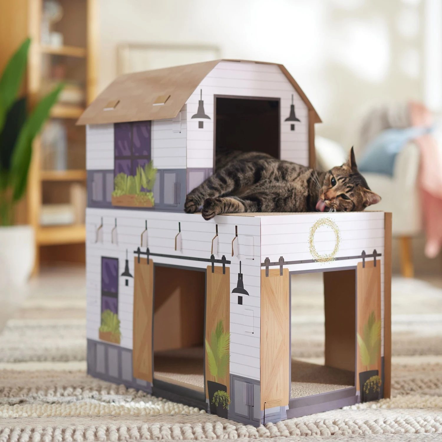 Frisco Farmhouse Cardboard Cat House, 2-Story 6 Frisco Farmhouse Cardboard Cat House, 2-Story - Image 4