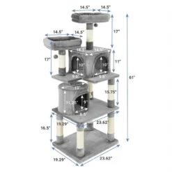 Frisco 61-in Faux Fur Cat Tree & Condo & Frisco 38-in Cat Tree With Condo, Top Perch & Toy -Pet Cat Store 318964 PT2. AC SS1800 V1630367789