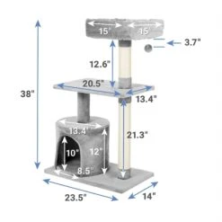 Frisco 61-in Faux Fur Cat Tree & Condo & Frisco 38-in Cat Tree With Condo, Top Perch & Toy -Pet Cat Store 318964 PT6. AC SS1800 V1630359370