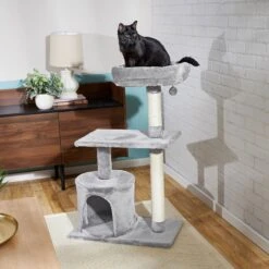 Frisco 61-in Faux Fur Cat Tree & Condo & Frisco 38-in Cat Tree With Condo, Top Perch & Toy -Pet Cat Store 318964 PT8. AC SS1800 V1630366879