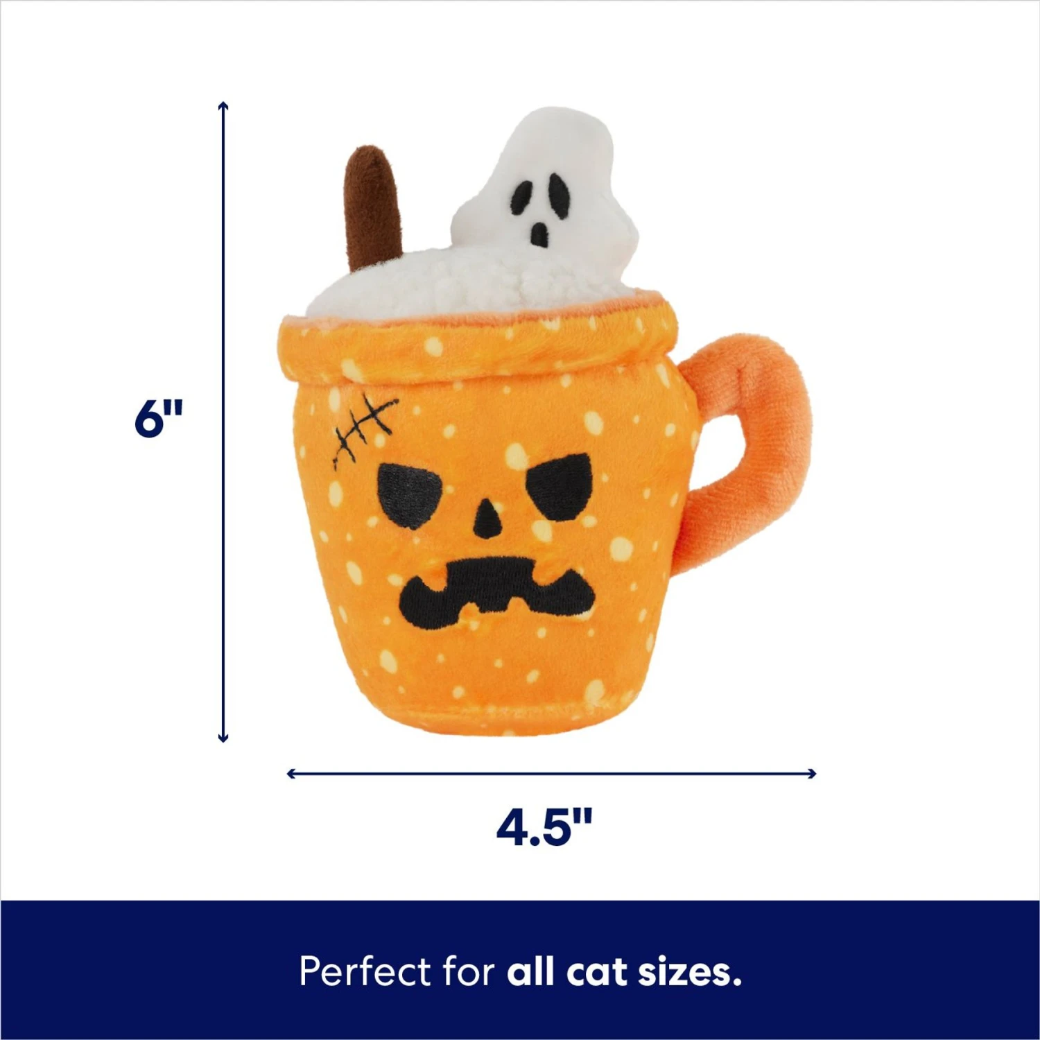 Frisco Halloween Spooky Pumpkin Spice Latte Plush Cat Toy With Catnip 4 Frisco Halloween Spooky Pumpkin Spice Latte Plush Cat Toy With Catnip - Image 2