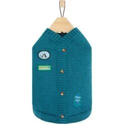 Frisco Teal Button Down Dog & Cat Sweater -Pet Cat Store 353580 PT4. AC SS1800 V1659727011