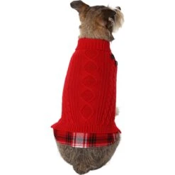 Frisco Plaid Cable Knit Dog & Cat Sweater -Pet Cat Store 353611 PT2. AC SS1800 V1659007313