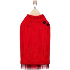 Frisco Plaid Cable Knit Dog & Cat Sweater -Pet Cat Store 353611 PT4. AC SS1800 V1659726603