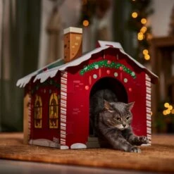 Frisco Holiday Santa's Workshop Cardboard Cat House -Pet Cat Store 360881 PT4. AC SS1800 V1695648152