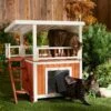 Frisco Outdoor Wooden Cat House With Balcony & Step Ladder -Pet Cat Store 361012 MAIN. AC SS1800 V1659972526