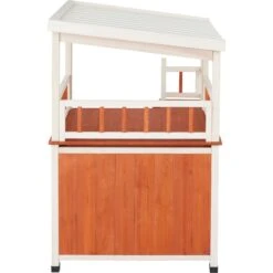 Frisco Outdoor Wooden Cat House With Balcony & Step Ladder -Pet Cat Store 361012 PT3. AC SS1800 V1657828422