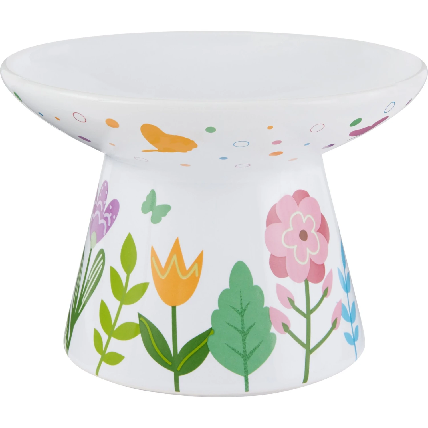 Frisco Cat Face Floral Wide Shape Elevated Non-Skid Ceramic Cat Bowl 3 Frisco Cat Face Floral Wide Shape Elevated Non-Skid Ceramic Cat Bowl