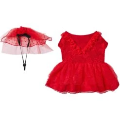 Frisco Red Ruffle Dog & Cat Dress + Headpiece 13 Frisco Red Ruffle Dog & Cat Dress + Headpiece -Pet Cat Store 707286 PT4. AC SS1800 V1689278820