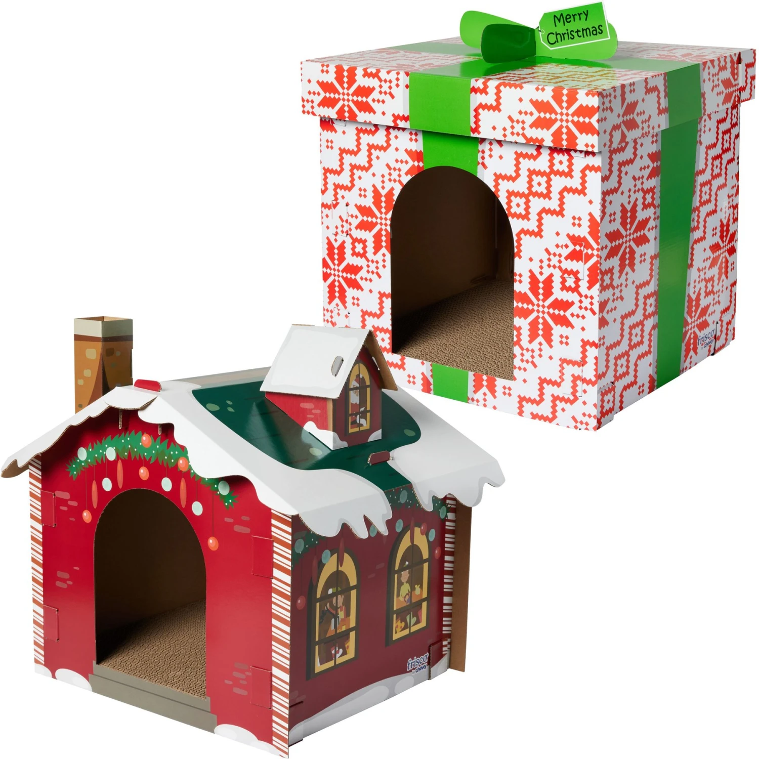 Frisco Holiday Gift Box Cardboard Cat House & Frisco Holiday Santa's Workshop Cardboard Cat House 3 Frisco Holiday Gift Box Cardboard Cat House & Frisco Holiday Santa's Workshop Cardboard Cat House
