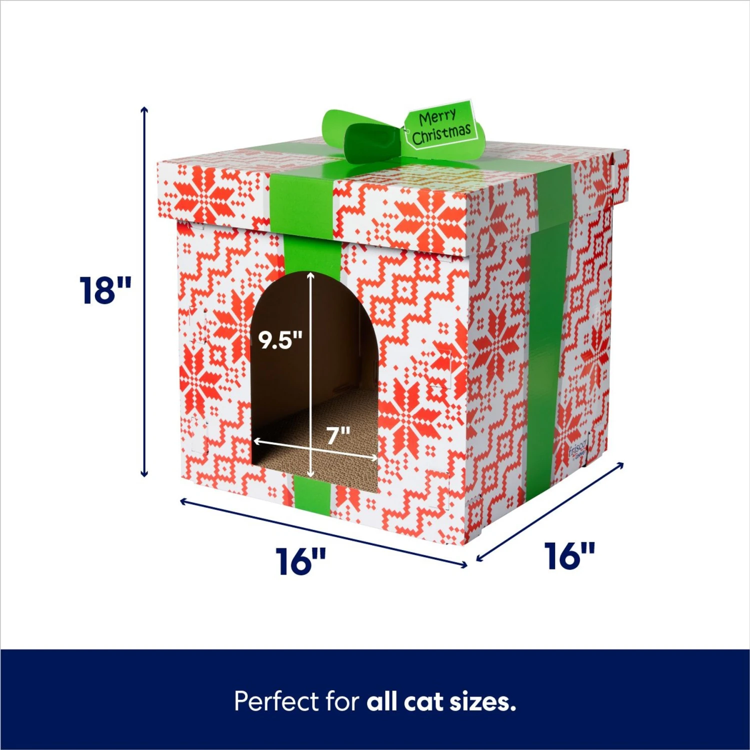 Frisco Holiday Gift Box Cardboard Cat House & Frisco Holiday Santa's Workshop Cardboard Cat House 5 Frisco Holiday Gift Box Cardboard Cat House & Frisco Holiday Santa's Workshop Cardboard Cat House - Image 3