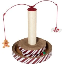 Frisco Holiday Santa Hat & Mistletoe Cat Tracks Cat Toy & Frisco Holiday Gingerbread Interactive Cat Scratcher Cat Toy With Catnip -Pet Cat Store 986246 PT5. AC SS1800 V1698258405