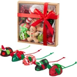 Frisco Holiday Festive Red Variety Pack Gift Box Cat Toy With Catnip, 14 Count & Frisco Holiday Mice Cat Toy With Catnip, 5 Count